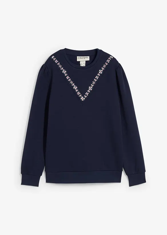 Sweater met borduursel van katoenmix, bonprix