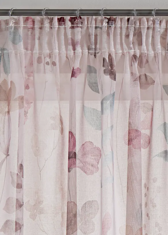 Transparant gordijn met bloemenprint (1 stuk), bonprix