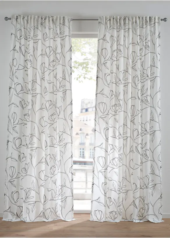 Gordijn met bladeren van gerecycled polyester (1 stuk), bonprix