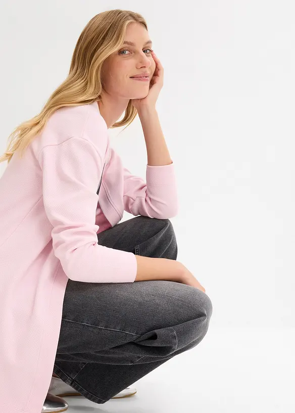 Lang sweatvest van een zachte katoenmix, bonprix