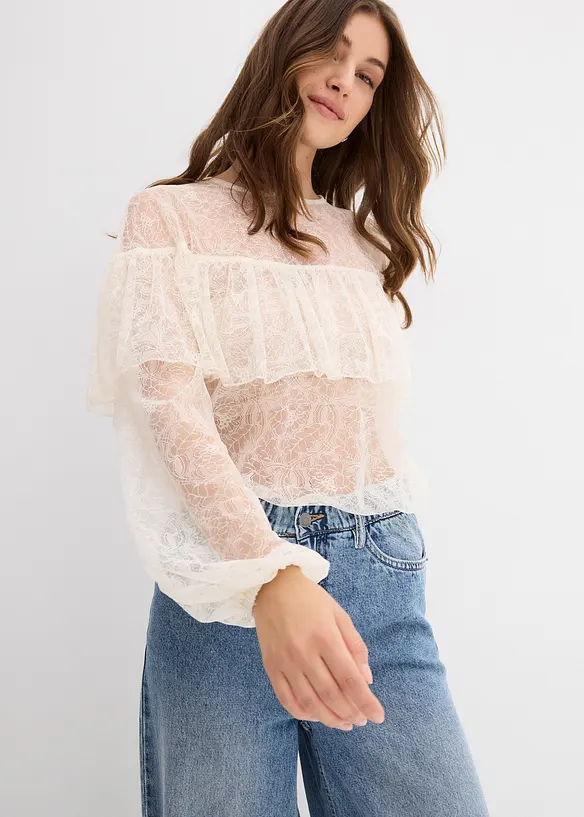 Kanten blouse, bonprix