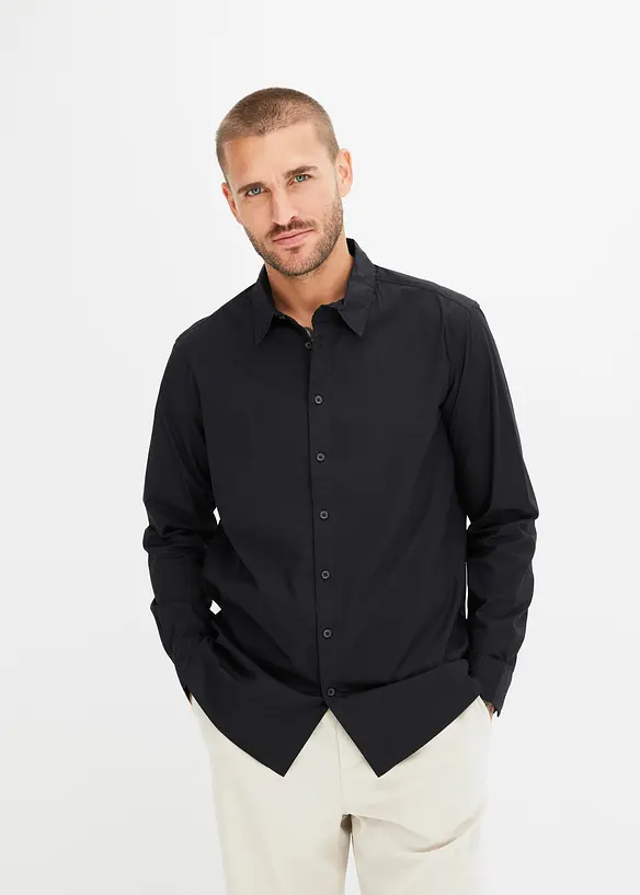 Stretch overhemd met lange mouwen, regular fit, bonprix