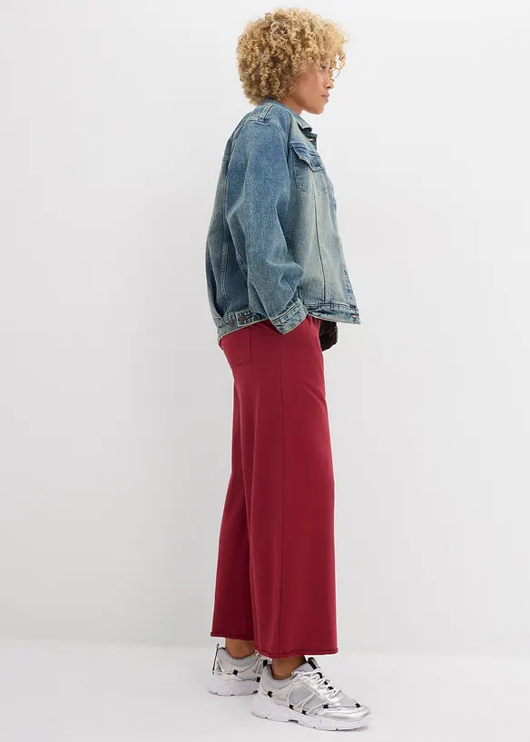 Wijde sweatpants van biologisch katoen, 7/8 lengte, bonprix