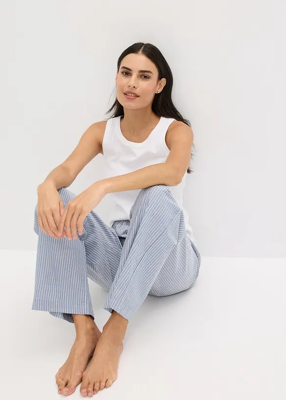 Geribde pyjama met culotte, bonprix