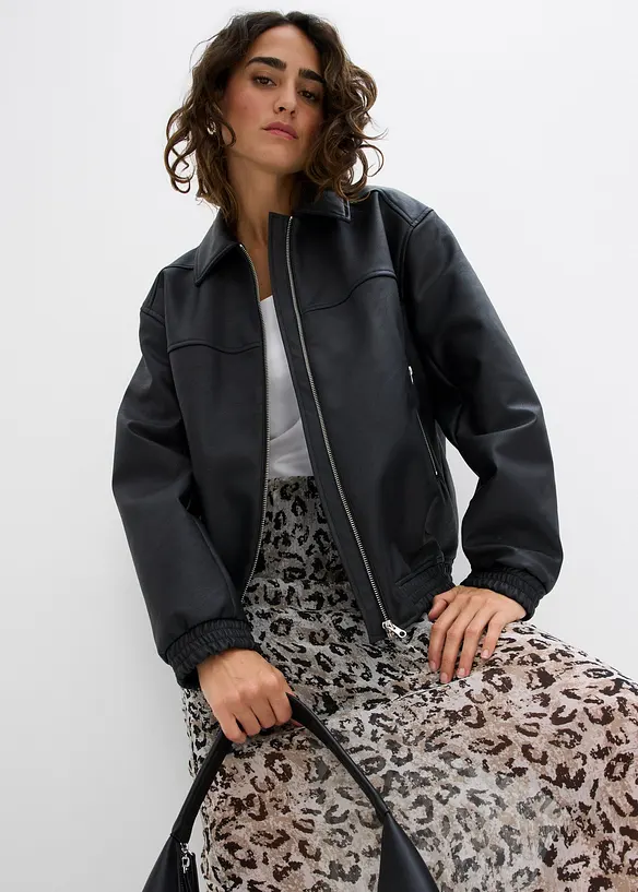 Oversized imitatieleren jas, bonprix