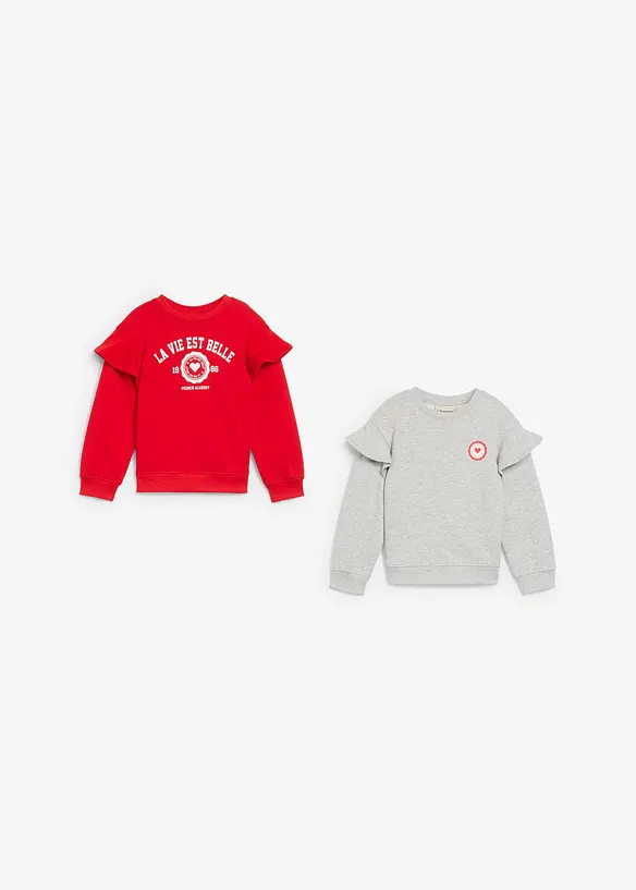 Sweater van zacht biologisch katoen (set van 2), bonprix