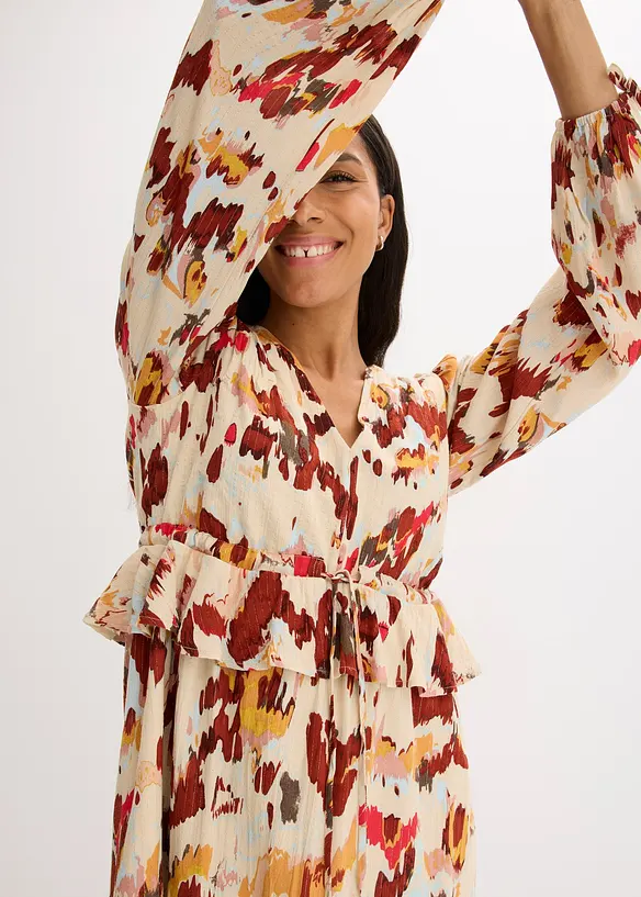 Midi jurk met lurex, gedessineerd, bonprix