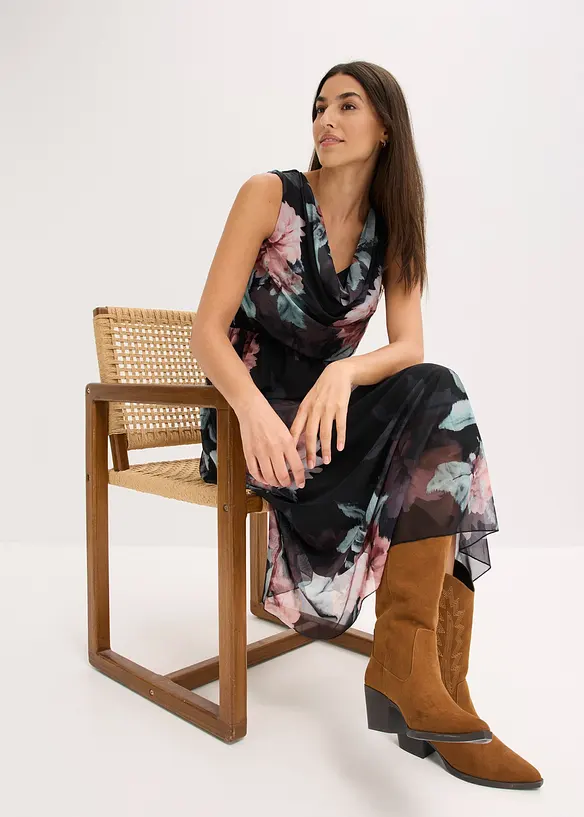 Midi jurk van zacht mesh, bonprix