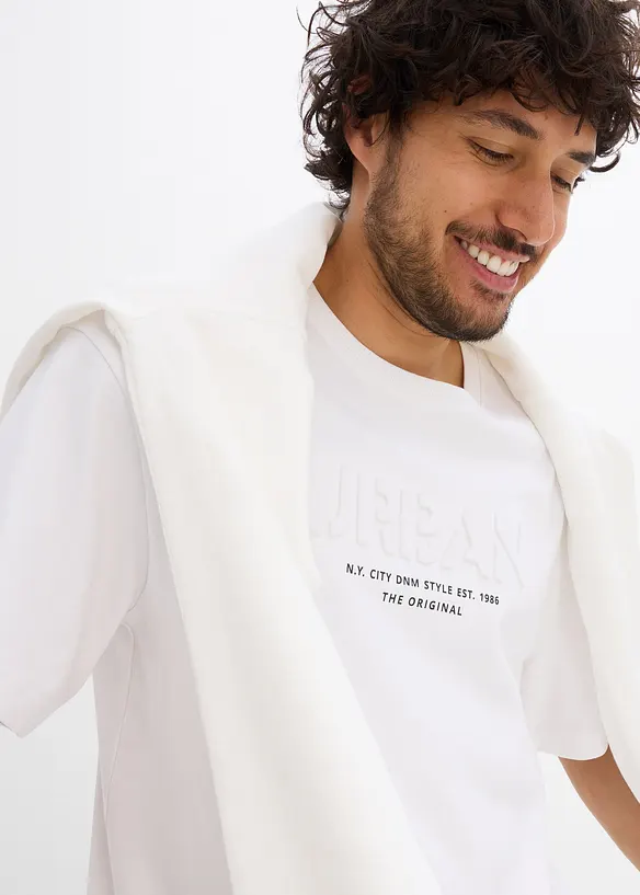 T-shirt met 3D print van puur biologisch katoen, loose fit, bonprix