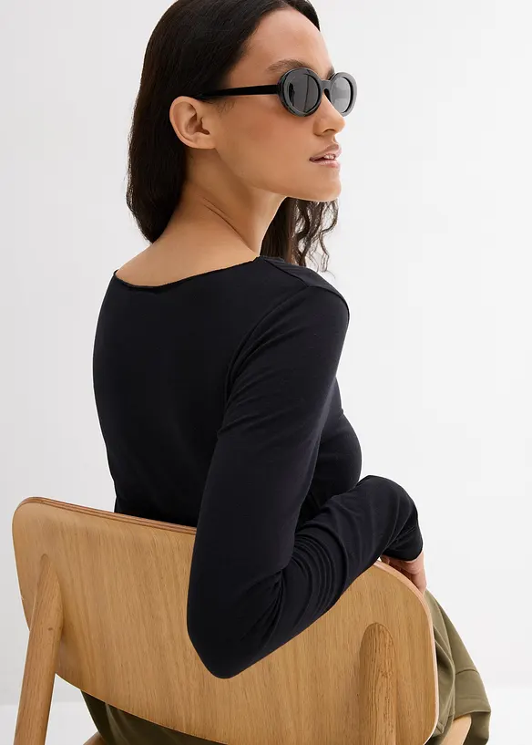 Licht longsleeve met boothals, bonprix