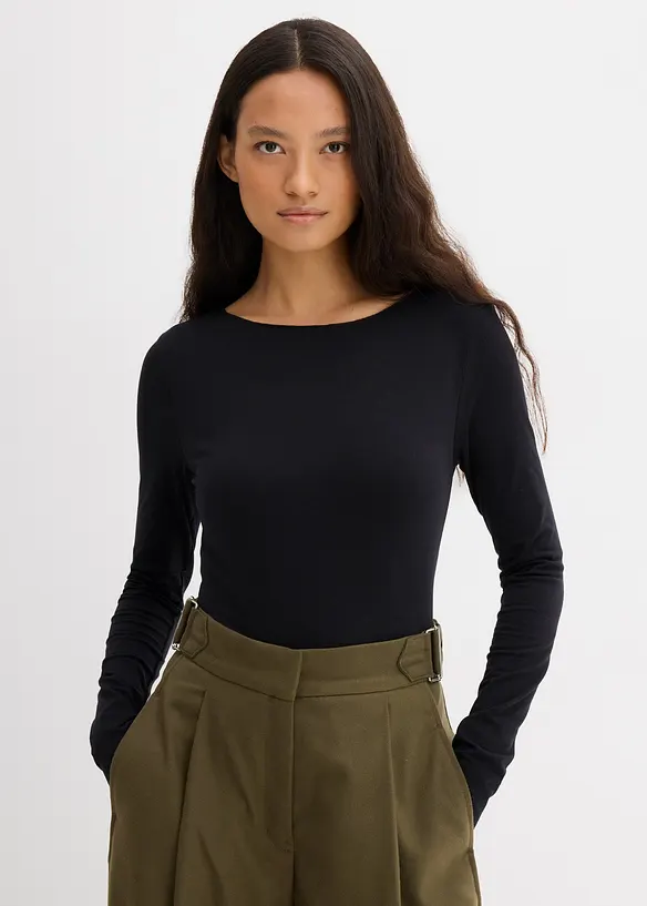 Licht longsleeve met boothals, bonprix