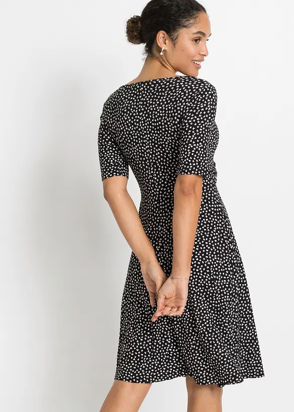 Gedessineerde jersey jurk met drapering in een zachte viscosemix, bonprix