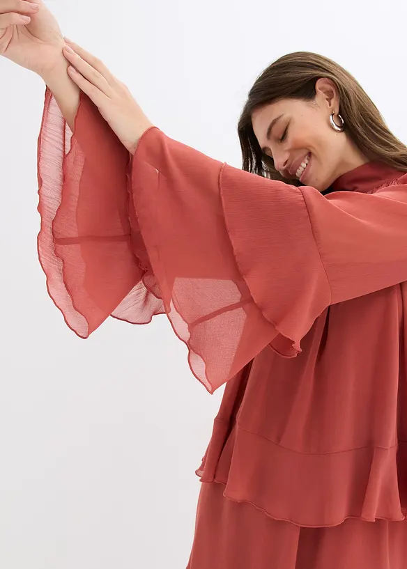 Chiffon jurk met volants, bonprix