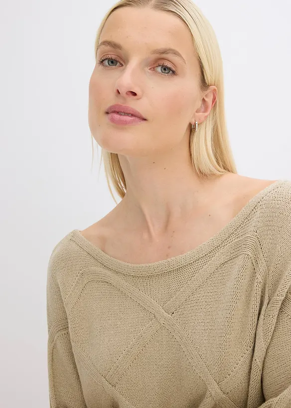 Trui met horizontaal kabelpatroon, bonprix