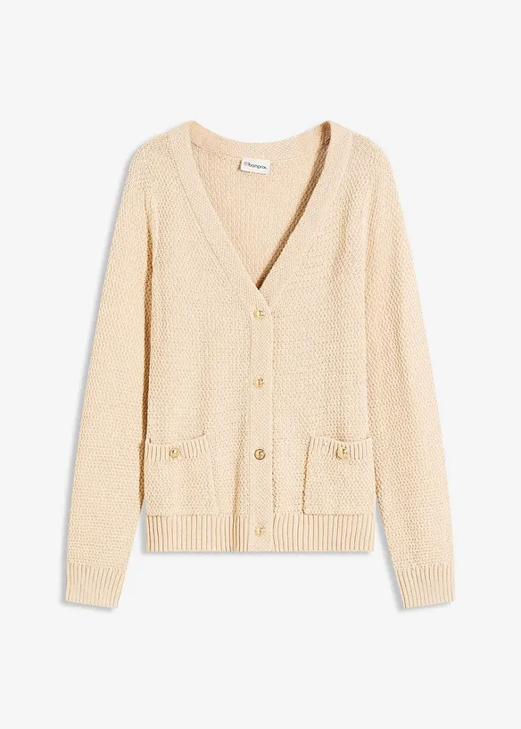 Gemêleerd vest met goudkleurige knopen, bonprix