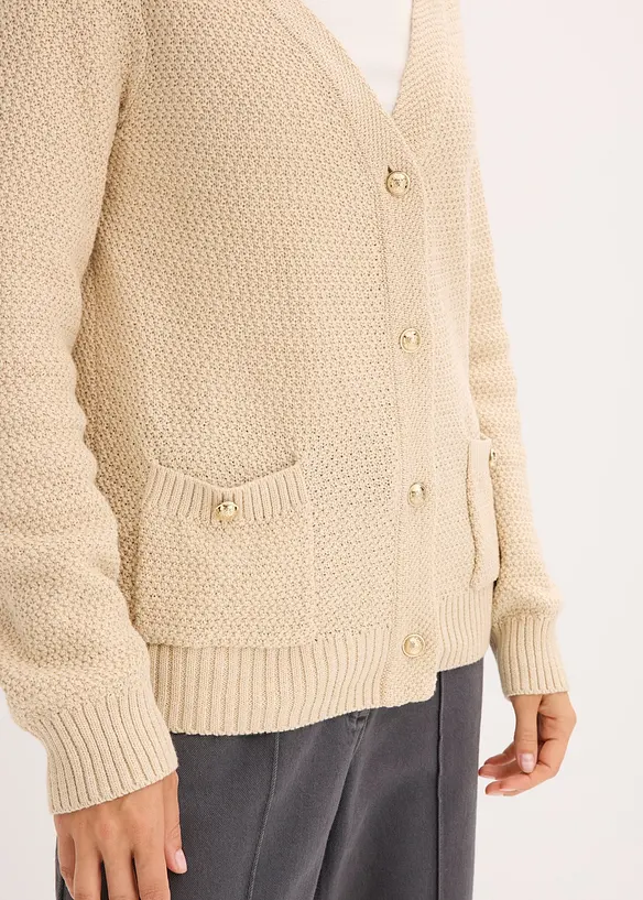 Gemêleerd vest met goudkleurige knopen, bonprix