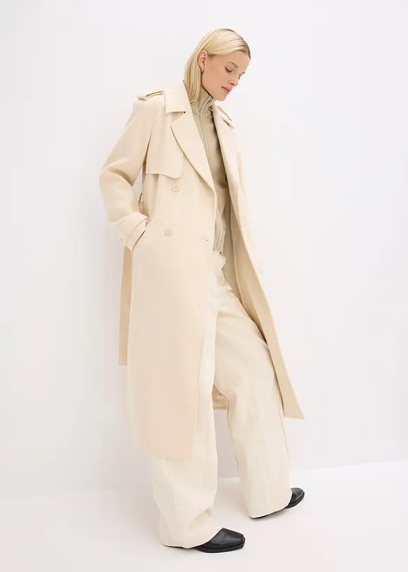 Trenchcoat in wollen look, bonprix