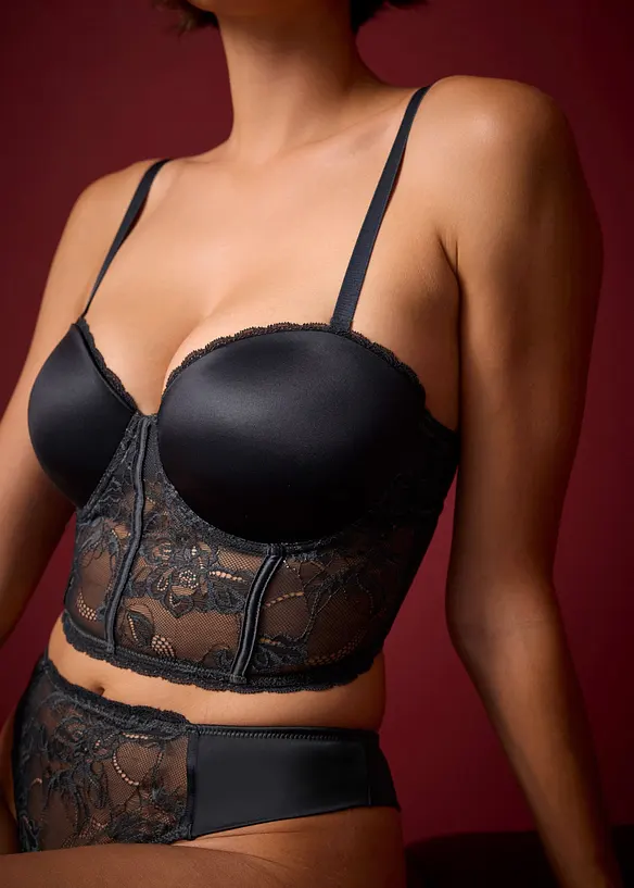 Balconette bh met eyelash-kant en glanseffect, bonprix