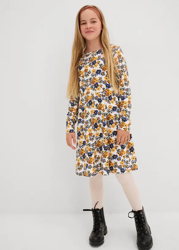 Meisjes jersey jurk (set van 2) van biologisch katoen, bonprix