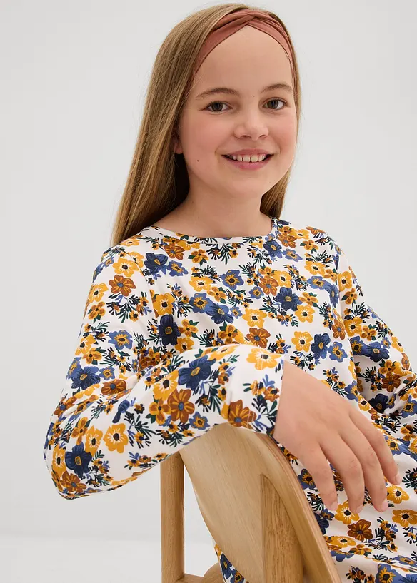 Meisjes jersey jurk (set van 2) van biologisch katoen, bonprix