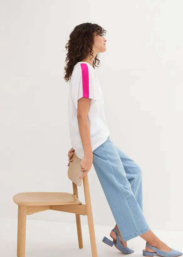 T-shirt met neonstrepen van biologisch katoen, bonprix