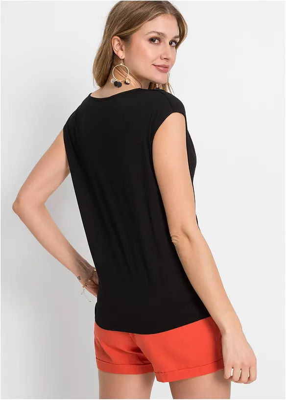 Shirt met watervalhals in een viscosemix, bonprix