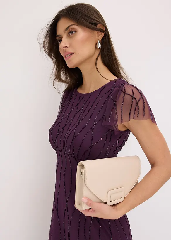 Maxi jurk van delicate tule met parelborduursel, bonprix