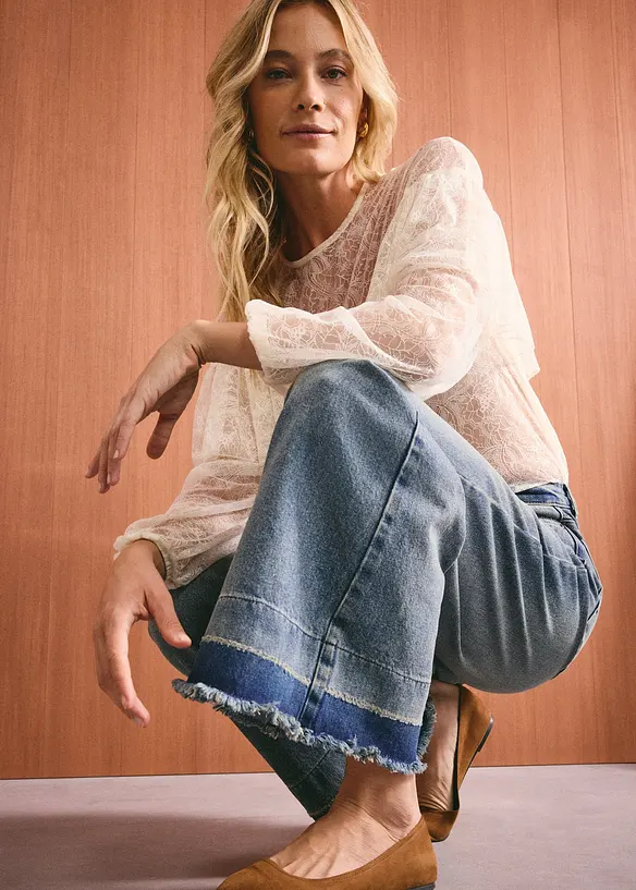 Wide leg jeans, mid waist, bonprix