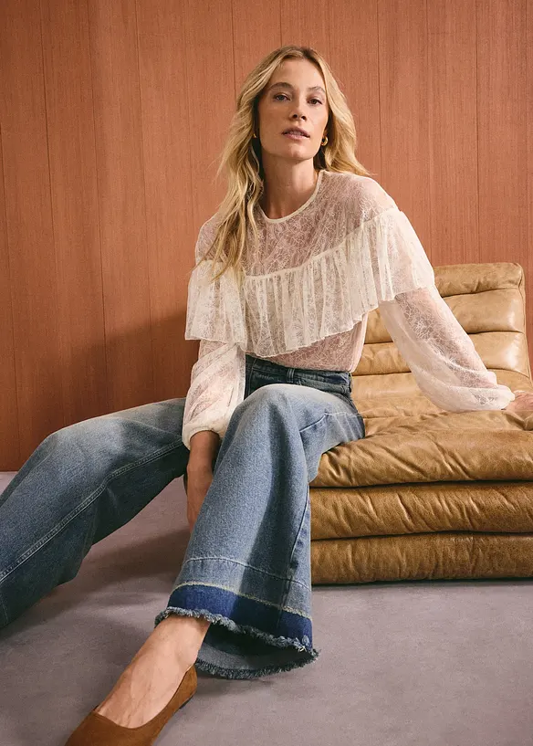 Wide leg jeans, mid waist, bonprix