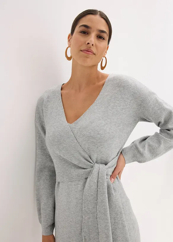 Gebreide jurk in wikkellook, bonprix