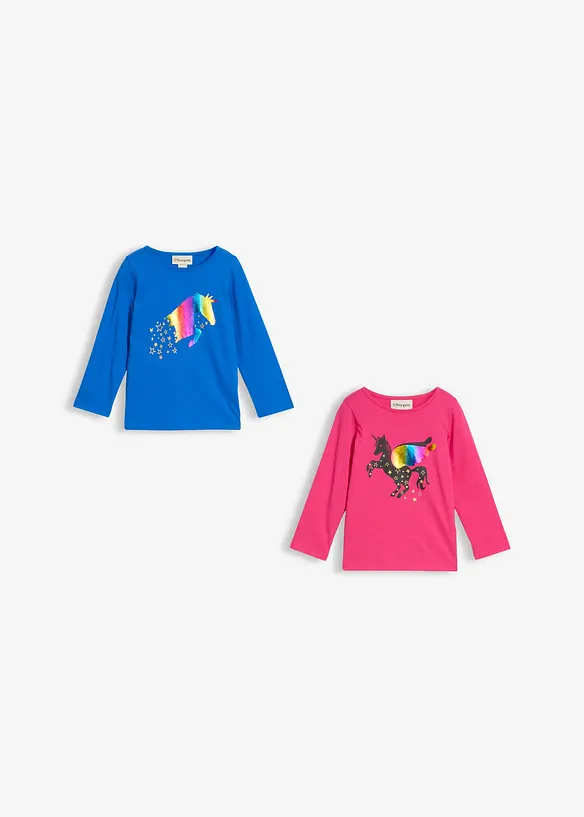 Meisjes longsleeve (set van 2) van biologisch katoen, bonprix