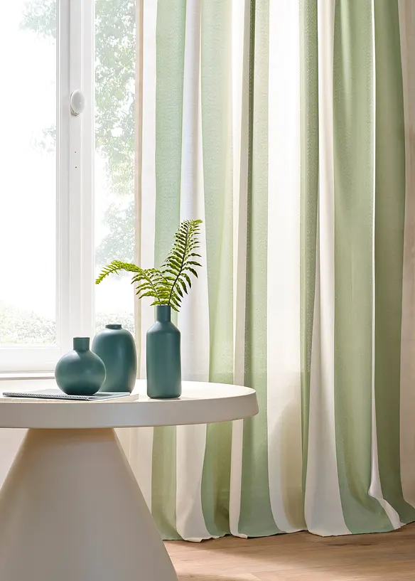 Gestreept gordijn met gerecycled polyester (1 stuk), bonprix
