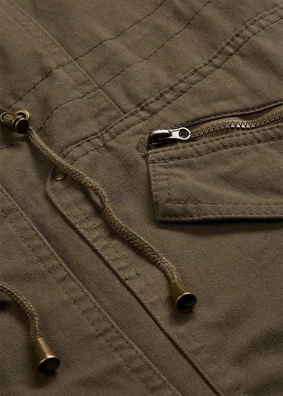 Korte katoenen parka met opstaande kraag, getailleerd, bonprix