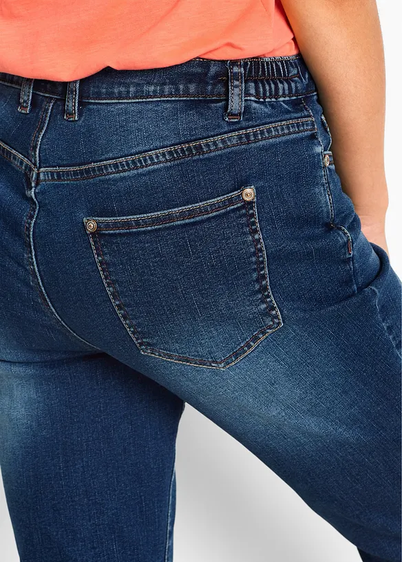 Jeans bermuda mid waist, comfortabele tailleband, bonprix