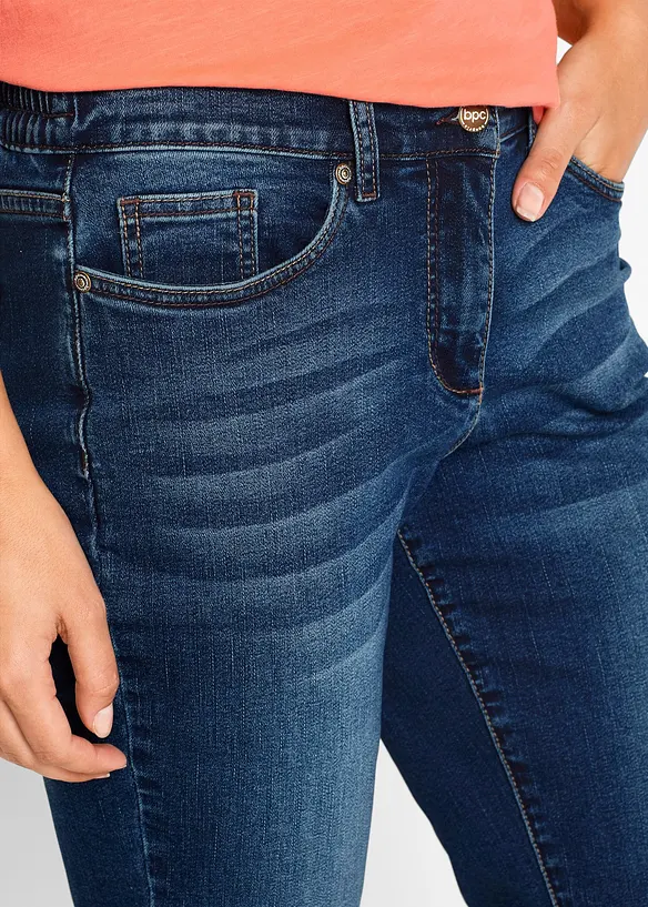 Jeans bermuda mid waist, comfortabele tailleband, bonprix