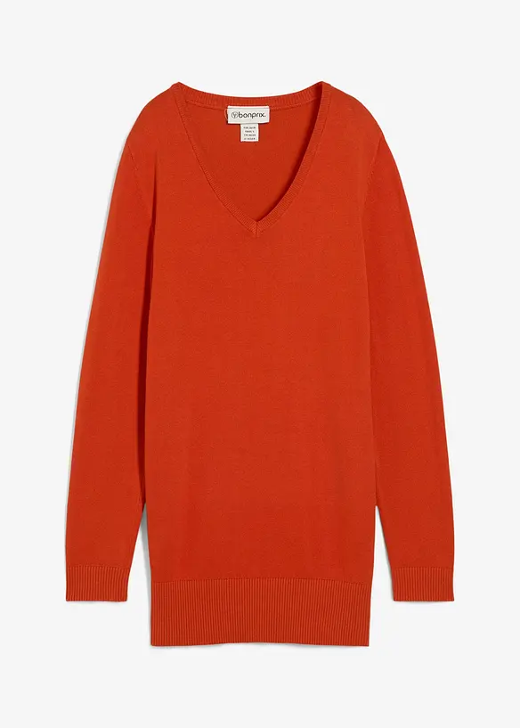 Lange basic trui met V-hals, bonprix