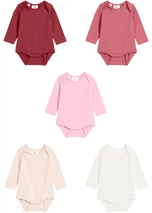 Baby rompertje van biologisch katoen, lange mouw (set van 5), bonprix