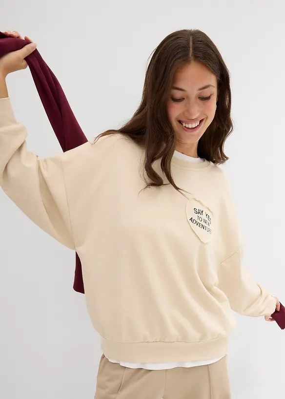 Oversized sweater in een zachte katoenmix, bonprix