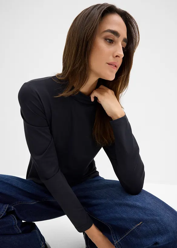 Longsleeve met opstaande kraag, bonprix