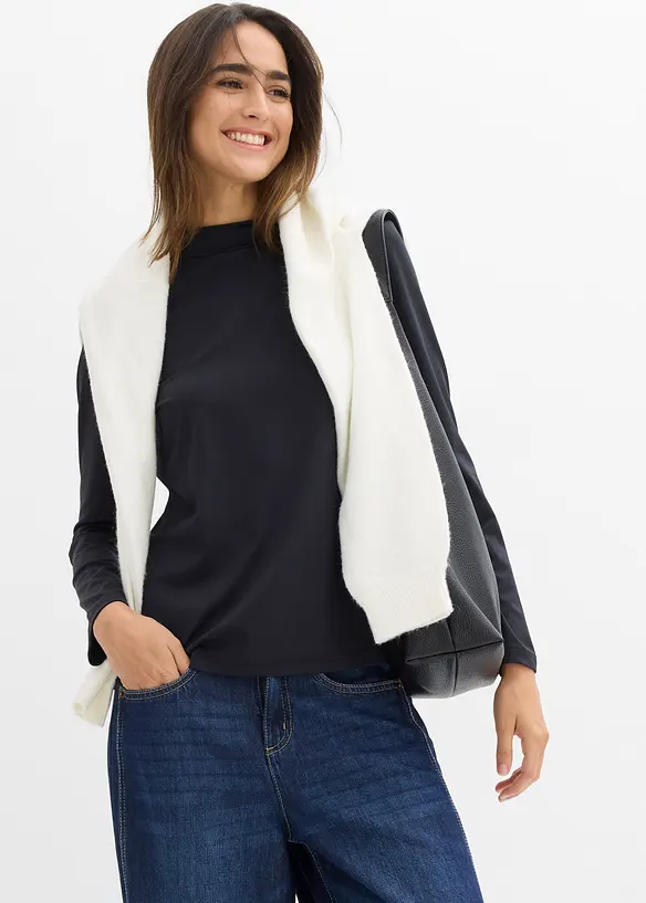 Longsleeve met opstaande kraag, bonprix