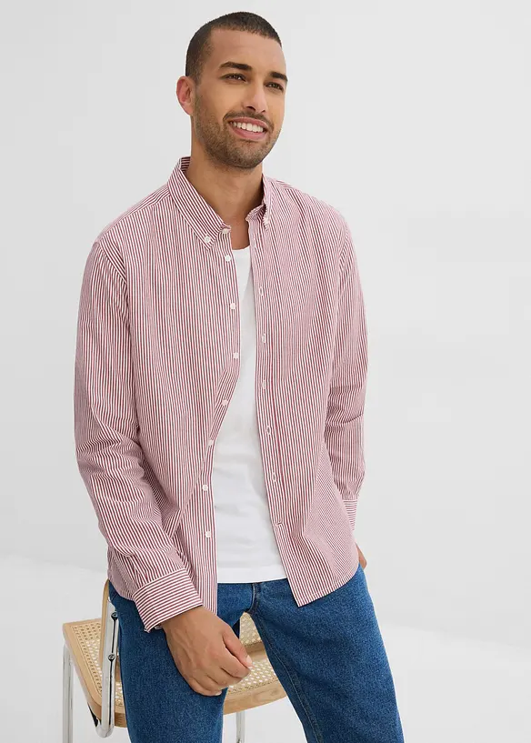 Overhemd met lange mouwen van puur katoen, regular fit, bonprix