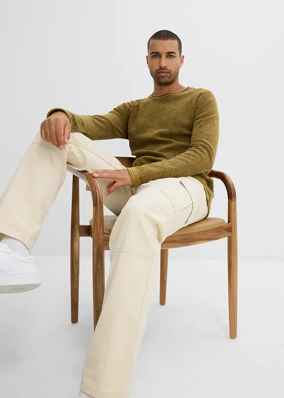 Relaxed fit cargo broek van katoenen canvas, straight, bonprix