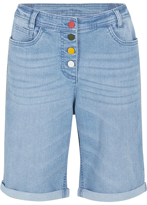 Comfort stretch jeans bermuda met borduursel en comfortband, bonprix