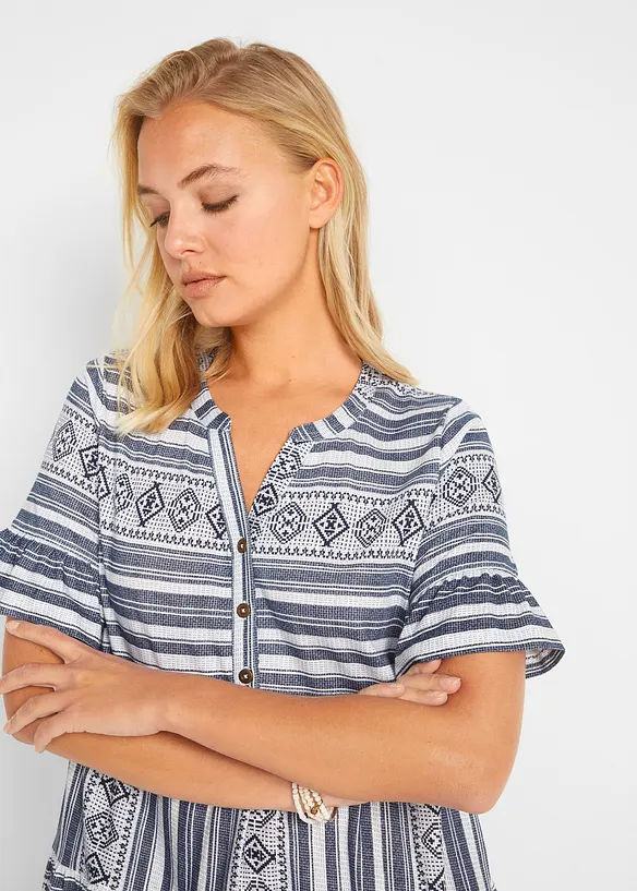 Gedessineerde shirtjurk, korte mouw, bonprix