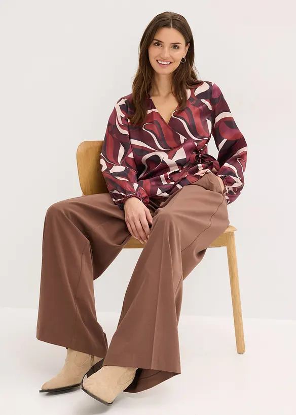 Wikkelblouse van soepelvallend satijn, bonprix