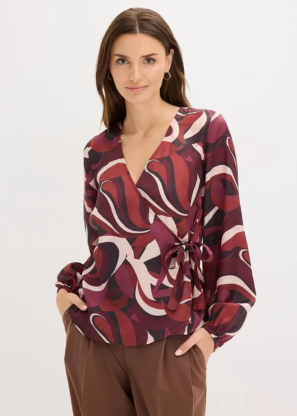 Wikkelblouse van soepelvallend satijn, bonprix