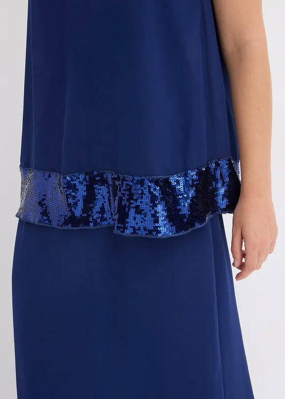 Maxi jurk van fijne georgette met pailletten, bonprix