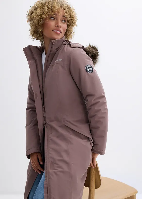 Lange outdoor jas met imitatiebont, waterdicht, bonprix