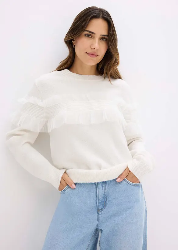 Trui met volants, bonprix