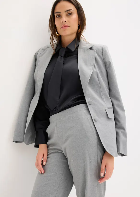 Satijnen blouse met een afneembare strik (2-dlg.), bonprix